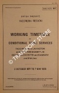 Working Timetable of Conditional Train Services - Section PF - Paddington to Lavington and Wootton Bassett Jn; Didcot, Worcester and Banbury, 3 October 1977 to 7 May 1978 by British Railways Western Region